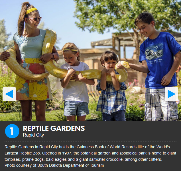 Reptile Gardens was voted the #1 attraction in South Dakota in th 2017 USA Today Reader's Poll