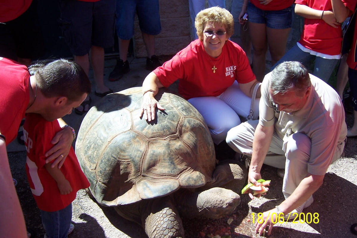 Johnny B and Nancy Kneip Paprocki with Methuselah