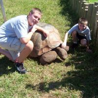Dalton & Sam with one of the giant tortoises